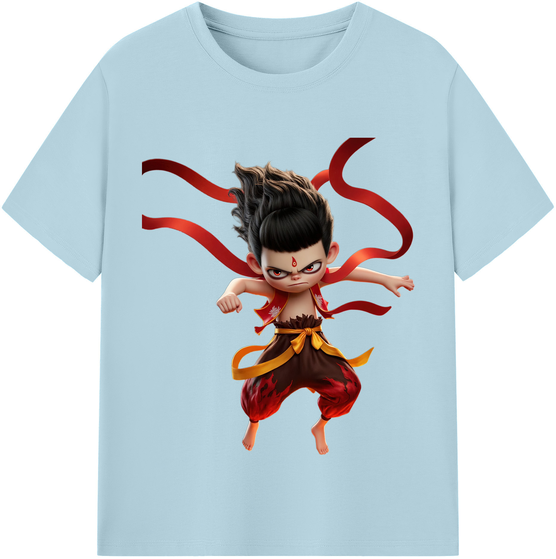 （画像用） Ne Zha 2 ナタ 魔童の大暴れ 綿100％半袖Tシャツ（フロントプリント）